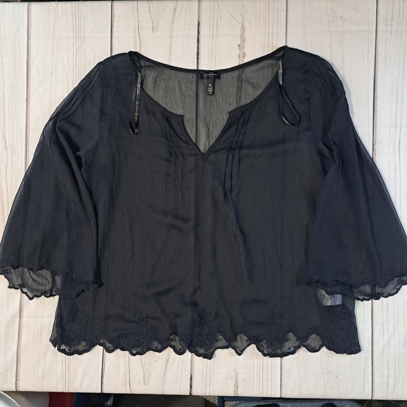 3 FOR 12 SALE Jessica Simpson Black Sheer Women's Blouse Size Medium - Picture 1 of 11